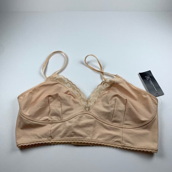 INC International Concept Women's Lace‎ Trim V-Neck Almond Latte Bralette XL NWT - Picture 1 of 7
